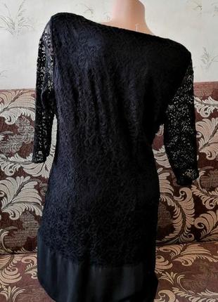 Легкое черное короткое платье туника  кружево3 фото
