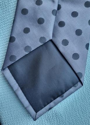 Брендовый стальной серый шикарный оригинальный галстук в горошек thomas nash3 фото