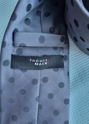 Брендовый стальной серый шикарный оригинальный галстук в горошек thomas nash2 фото