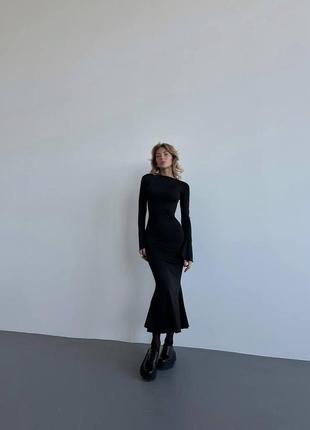 Элегантное черное миди платье с воланами деми микродайвинг деловая3 фото