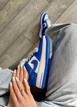 Louis vuitton nike air force 1 low by virgil abloh white royal5 фото