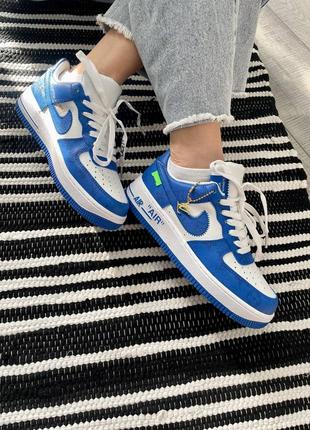 Louis vuitton nike air force 1 low by virgil abloh white royal6 фото