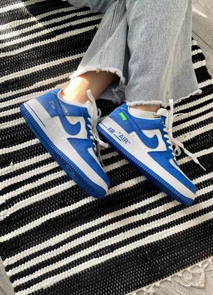 Louis vuitton nike air force 1 low by virgil abloh white royal9 фото