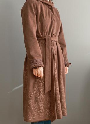 Пальто коричневое демисезонное в японском стиле2 фото