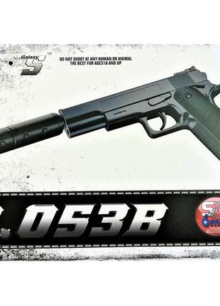 Дитячий пістолет "colt 1911 з глушником" galaxy g053b пластиковий