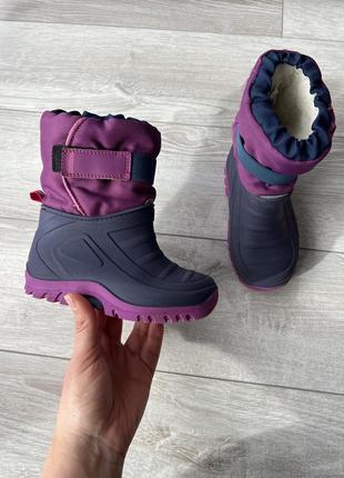 Якісні зимові чоботи для дівчинки 26р прорезинені снігоходи. теплі зимові чобітки для дівчинки
