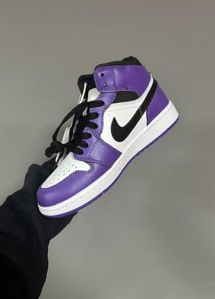 Зимние женские кроссовки nike air jordan 1 retro winter purple court fur мех4 фото