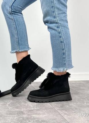 Стильные ботиночки, черные, натуральная замша, зима7 фото