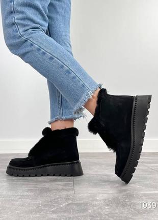 Стильные ботиночки, черные, натуральная замша, зима3 фото