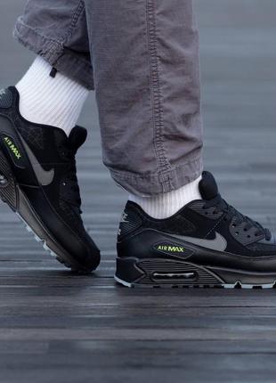 Кроссовки nike air max 90 black\grey\green4 фото