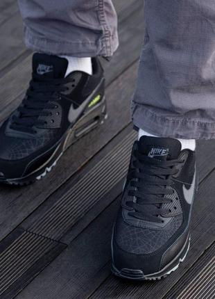 Кроссовки nike air max 90 black\grey\green2 фото