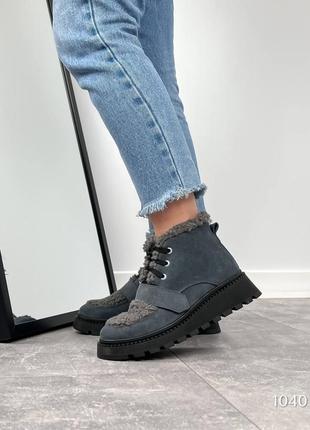 Стильные ботиночки redise, серый, натуральная замша, зима8 фото