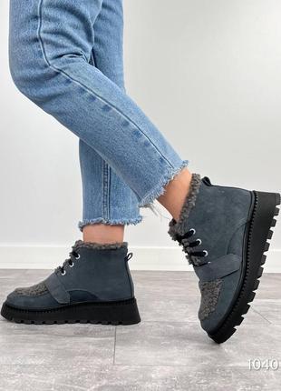 Стильные ботиночки redise, серый, натуральная замша, зима4 фото