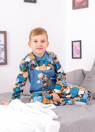 Пижама для мальчиков теплая пижама с начесом хлопковая пижама2 фото