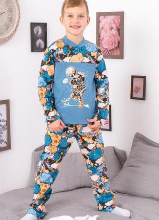 Пижама для мальчиков теплая пижама с начесом хлопковая пижама1 фото