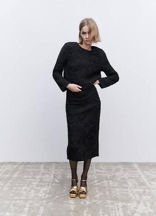 Теплый шерстяной костюм zara, черный жакет юбка миди зара с 36 м 38