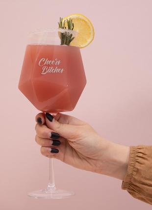 Келих діамант "cheers bitches" на ніжці2 фото