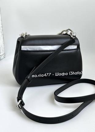 Сумка dkny оригинал кожа!!️ coccinelle donna karan dkny women's sina puffy shoulder bag flap with chain in black/silver5 фото