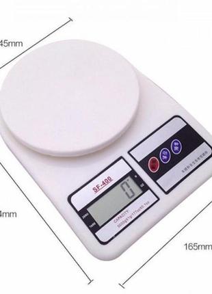 Весы кухонные электронные domotec sf-400 с lcd дисплеем белые до 10 кг