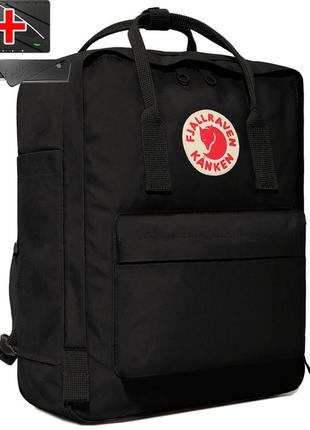 Рюкзак fjallraven kanken classic чорний. повсякденний міської водонепроникний рюкзак канкен