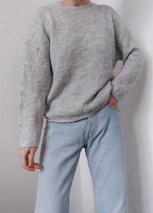 Шерстяний светр сірий джемпер шерсть пуловер реглан лонгслів сіра кофта альпака светр шерсть2 фото
