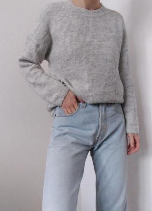 Шерстяной свитер серый джемпер шерсть пуловер реглан лонгслив серая кофта альпака свитер шерсть1 фото