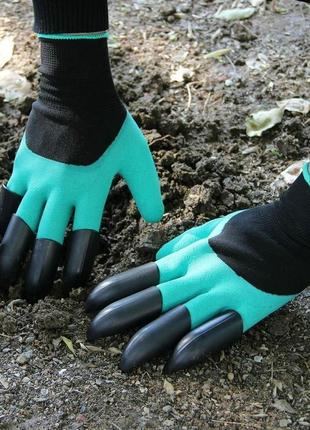 Садові рукавички з кігтями garden genie gloves. рукавички кігті для саду та городу. рукавички граблі3 фото