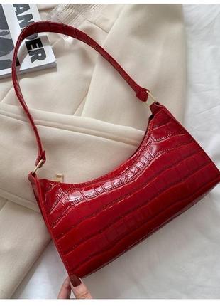 Модная изысканная сумка для покупок, повседневные женские сумки-тоуты в стиле ретро, ​​на плечо, однотонная кожаная на цепочке для женщин багет1 фото