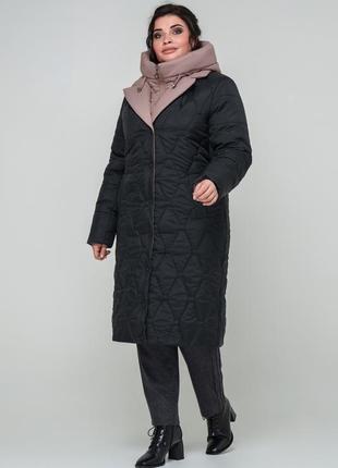Пальто жіноче зімове тепле з капуром розміри: 50-604 фото