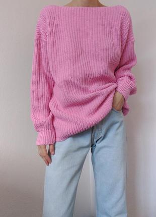 Разовый свитер с открытой спиной джемпер пуловер реглан лонгслив оверсайз свитер розовый3 фото
