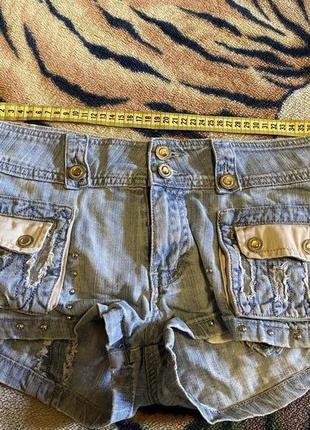 Короткі голубі джинсові шорти на низькій посадці з кишенями yarrter1 фото