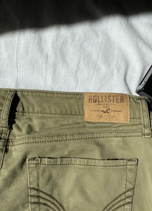 Оливковые хлопковые брюки hollister оригинал5 фото