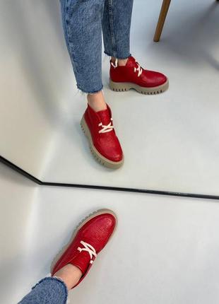 Кожаные ботинки на шнуровке из натуральной кожи3 фото