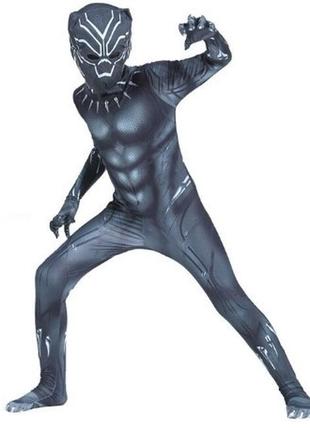 Дорослий карнавальний костюм чорної пантери комбінезон з маскою gh р 170 180 190 чорний