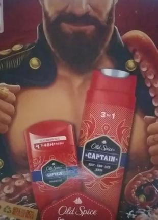 Подарунковий набір old spice dark captain: гель для душу 3-в-1 250 мл + твердий дезодорант 50 мл (8700216131735)