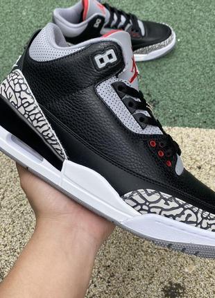 Кроссовки nike jordan 3 retro black cement aj3 джордан ретро черные