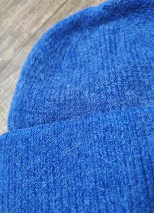 Шапка шерсть теплая зимняя синяя женская3 фото
