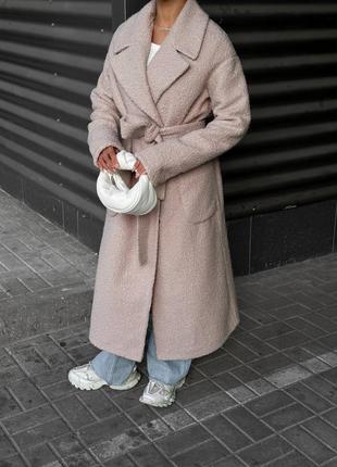 Пальто з поясом букле зима до -158 фото