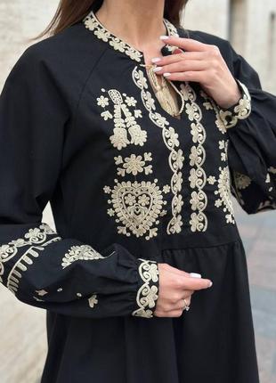 Платье вышиванка женское черное