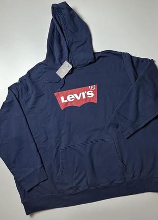 Худи с капюшоном levis темно синий оригинал 4xl 5xl1 фото