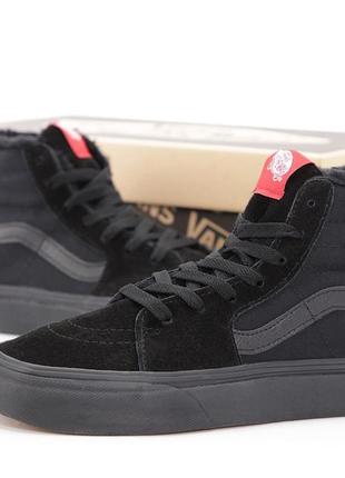 Зимние высокие кеды вансы, vans old skool winter. цвет черный2 фото