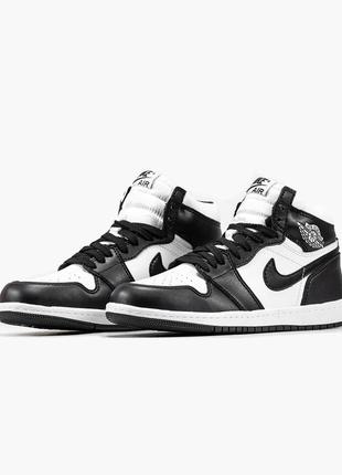 Чоловічі кросівки з хутром nike air jordan 1 black white fur