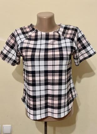 Блузка кофта select клетка в стиле burberry размер 6/34/ xs