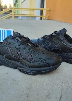 Кросівки чоловічі adidas ozweego black, адідас озвіго чорні. топ якість! шкіра!1 фото