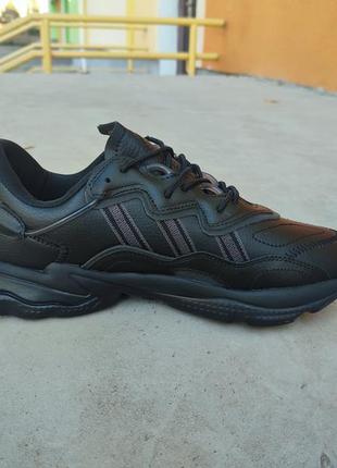 Кросівки чоловічі adidas ozweego black, адідас озвіго чорні. топ якість! шкіра!3 фото