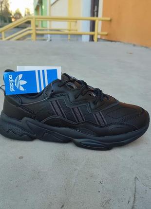 Кросівки чоловічі adidas ozweego black, адідас озвіго чорні. топ якість! шкіра!8 фото