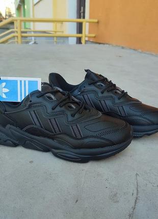 Кросівки чоловічі adidas ozweego black, адідас озвіго чорні. топ якість! шкіра!4 фото