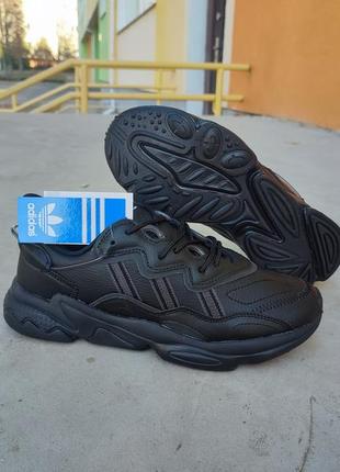 Кросівки чоловічі adidas ozweego black, адідас озвіго чорні. топ якість! шкіра!5 фото