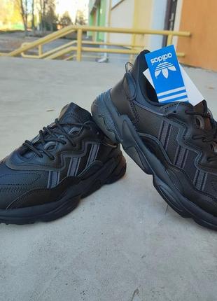 Кросівки чоловічі adidas ozweego black, адідас озвіго чорні. топ якість! шкіра!6 фото