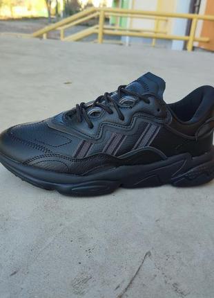 Кросівки чоловічі adidas ozweego black, адідас озвіго чорні. топ якість! шкіра!10 фото